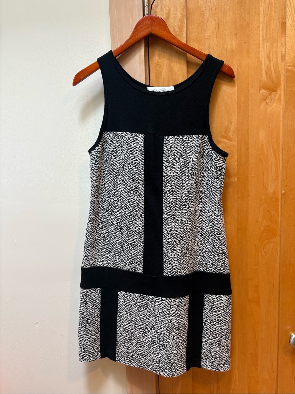 Sleeveless Black & White Panel Mini Dress- fifteen-twenty